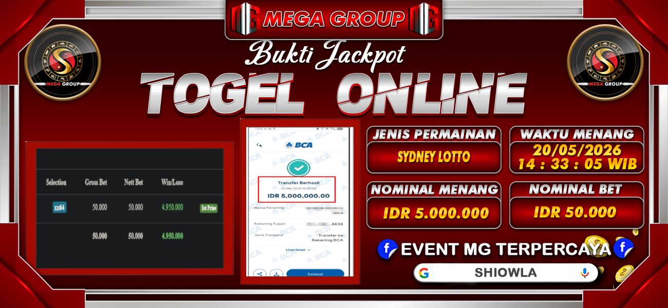 Bukti JP situs Shiowla hari Rabu, 20 Mei 2026
